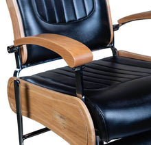 Load image into Gallery viewer, Icarus "Wilson" Modern Black Barber Chair With Heavy Duty Base, Wood Trims