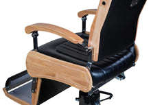 Load image into Gallery viewer, Icarus "Wilson" Modern Black Barber Chair With Heavy Duty Base, Wood Trims
