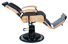 Load image into Gallery viewer, Icarus "Wilson" Modern Black Barber Chair With Heavy Duty Base, Wood Trims