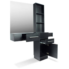 Load image into Gallery viewer, "Irvine" Single Beauty Salon Hair Styling Station, Black