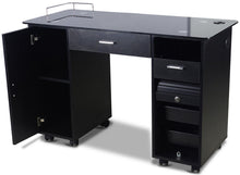 Load image into Gallery viewer, Icarus "Superb" Black Manicure Table With Glass Top