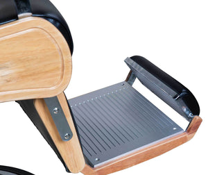 Icarus "Wilson" Modern Black Barber Chair With Heavy Duty Base, Wood Trims