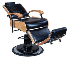 Load image into Gallery viewer, Icarus &quot;Wilson&quot; Modern Black Barber Chair With Heavy Duty Base, Wood Trims
