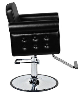 "Mara" European Hair Salon Styling Chair With Round Base, Chrome T Bar Footrest